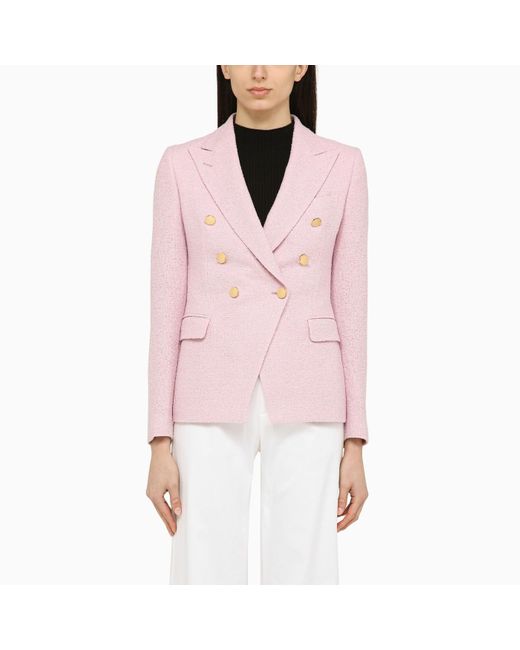 Tagliatore Pink Linen Blend Double Breasted Jacket