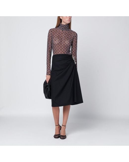 Dries Van Noten Black Draped Skirt With Brooch