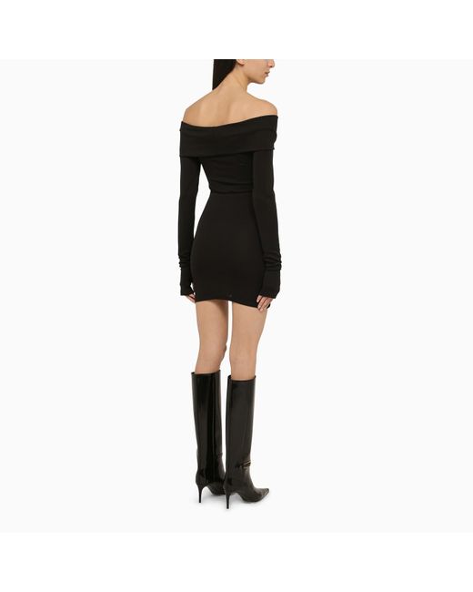 ANDAMANE Black Mini Dress With Draping