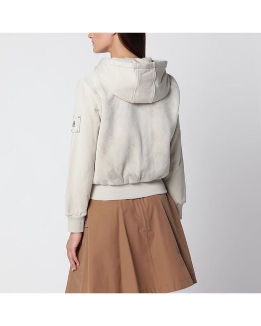 Moose Knuckles Natural Roslyn Bunny Alabaster Cotton Hoodie
