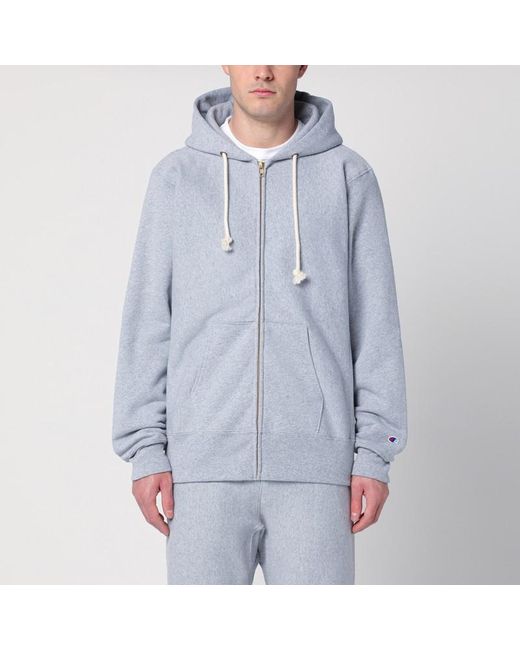 Sweat-Shirt À Capuche Gris Clair En Coton Champion pour homme en coloris Blue