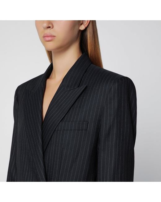Isabel Marant Black Double-Breasted Pinstripe Jacket