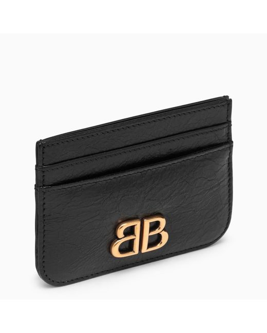 Balenciaga Monaco Black Leather Card Holder With Logo