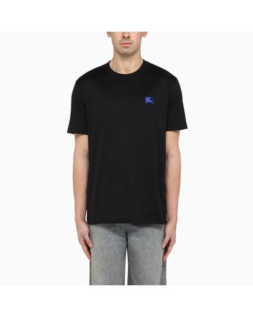 Burberry Black Cotton T-shirt With Logo for men