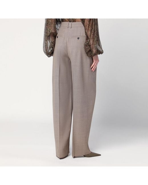 Saint Laurent Gray Wide Taupe Wool Trousers