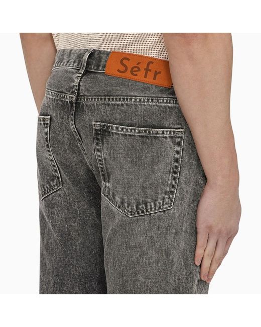 Jeans regolare slavato in denim di Séfr in Gray da Uomo