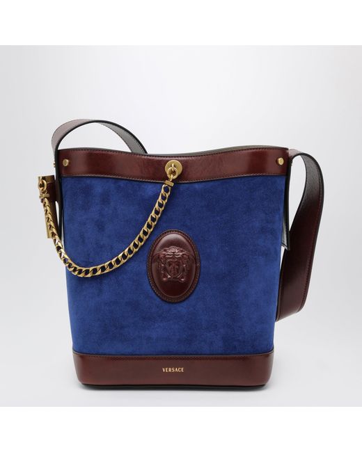 Versace Blue Small Pivot Bucket Bag