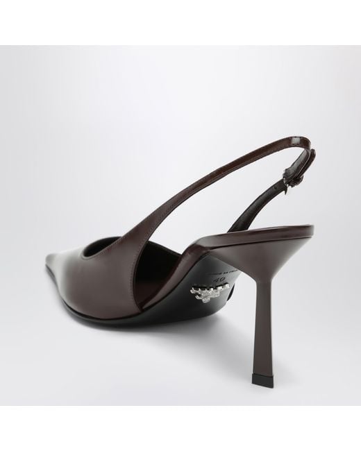 Prada Black Burnt Leather Slingback Pumps