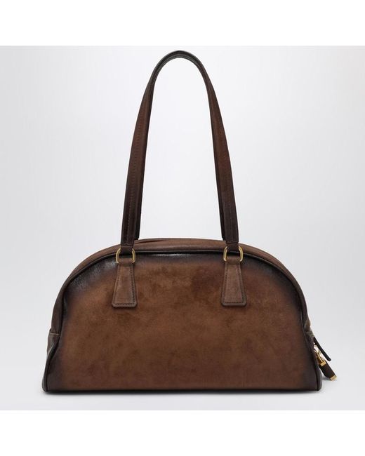 Bauletto bowling misura media color cacao di Prada in Brown