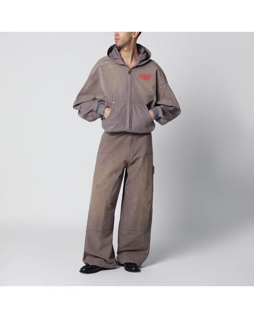 Willy Chavarria Brown Graphite Double Knee Trousers With Vintage Effect for men