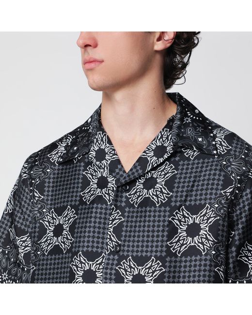 Amiri Black Ma Check Camp Checked Silk Camp Shirt for men