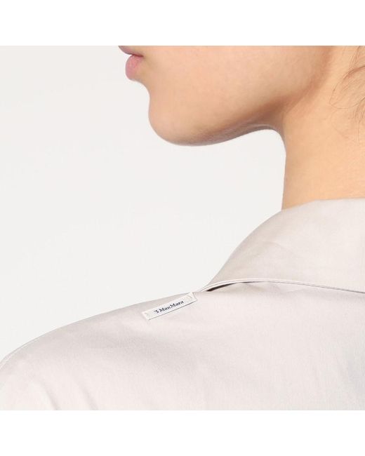 Abito a portafoglio écru in popeline stretch di Max Mara in Natural