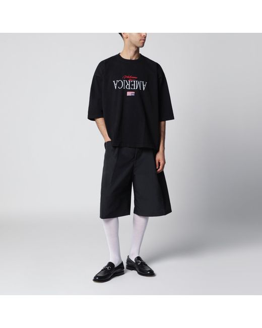 Willy Chavarria Black Wide Cotton Bermuda Shorts for men