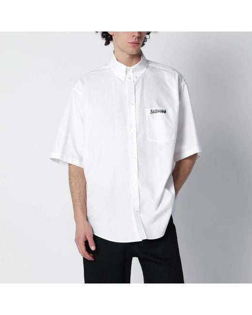 Balenciaga White Masking Tape Shirt for men