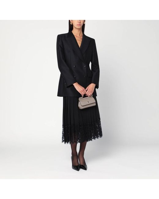 Giacca doppiopetto nera in lana di Dolce & Gabbana in Black
