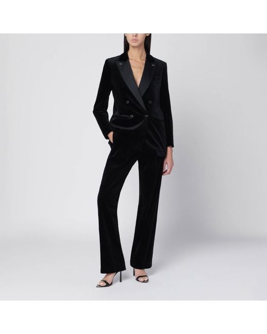 Max Mara Black Velvet Double-Breasted Jacket