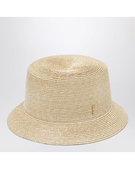 Saint Laurent Natural Straw Hat With Cassandre Logo