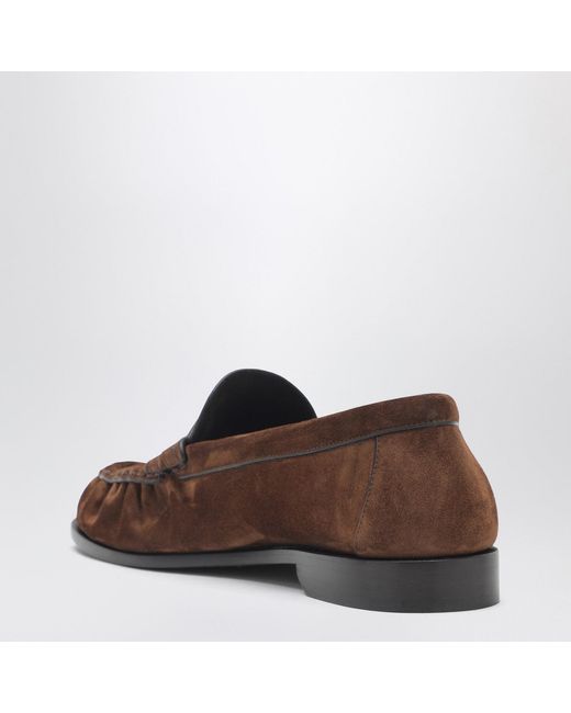 Saint Laurent Brown Le Loafer Dark Havana Suede Loafers for men
