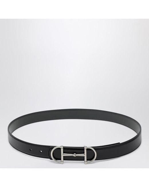 Gucci Black Reversible/Dark Leather Belt With Horsebit Buckle for men
