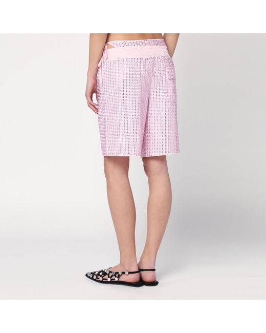 VENUJA Pink Bermuda Shorts With Crystals