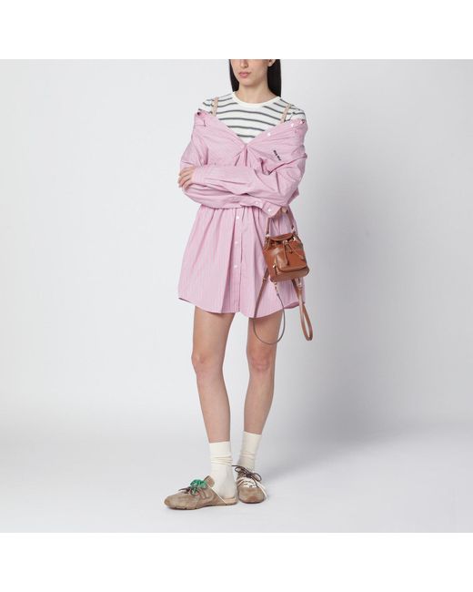 Miu Miu Pink Shirtdress With Elastic Straps