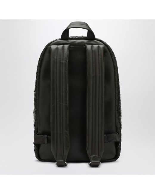 Bottega Veneta Mittelgroßer Khakifarbener Rucksack Mit Flechtmuster in Black für Herren
