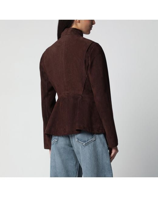 Alaïa Red Peplum Suede Jacket