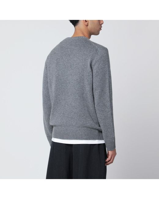 Soft Goat Gray Cashmere Crewneck Sweater for men