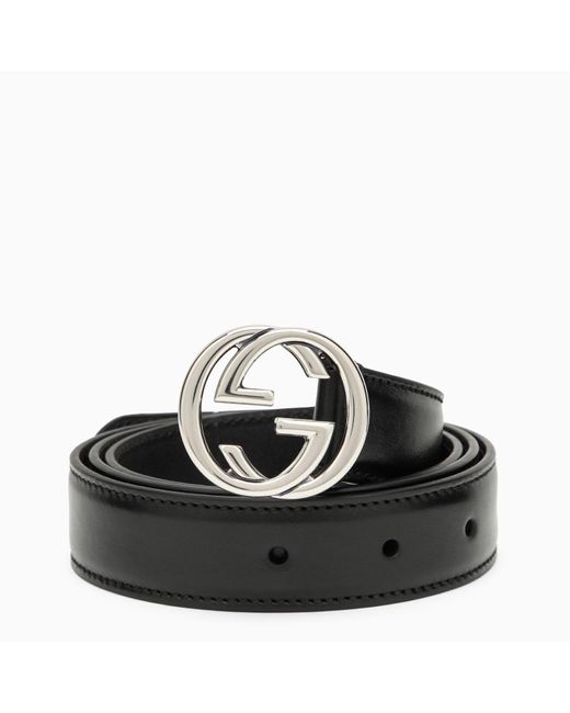 Gucci Black Leather gg Belt