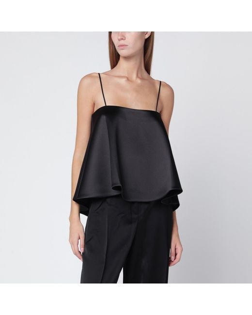 Rohe Women's Black Satin Peplum Top