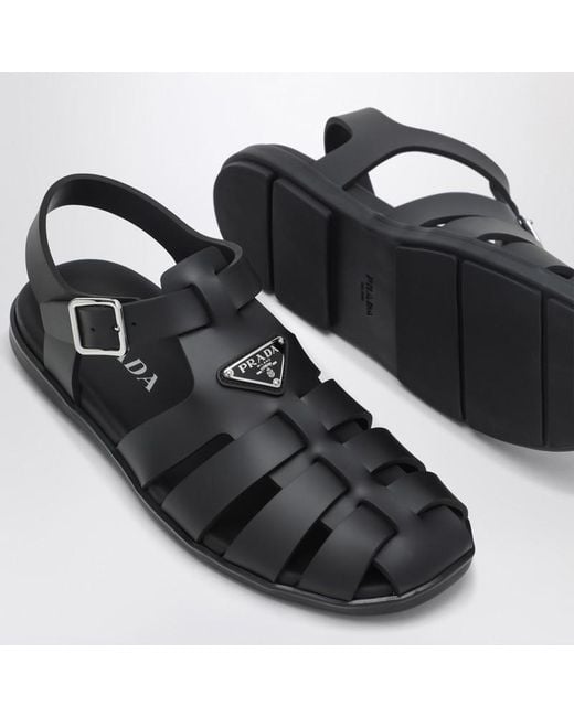 Prada Rubber Cage Sandal in Black for Men | Lyst Canada
