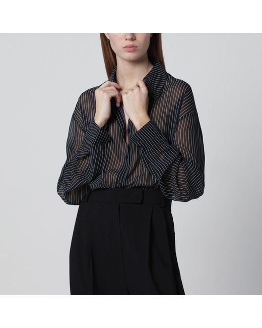 Frankie Shop Black Peri Semi-Sheer Striped Shirt