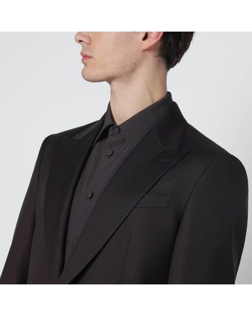 Dolce & Gabbana Black Single-Breasted Wool Jacket for men