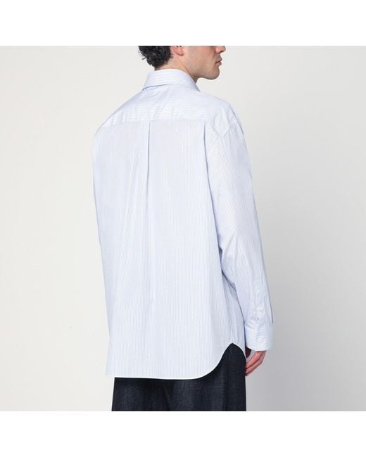 Bottega Veneta White Striped Cotton Poplin Shirt for men