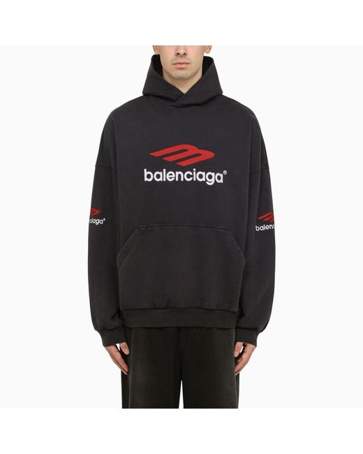 Sweat Shirt A Capuche 3B Sport Icon Noir Rouge Balenciaga pour homme en coloris Noir Lyst