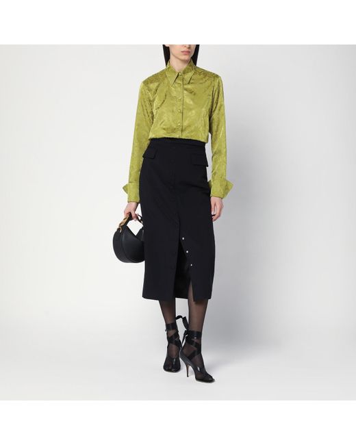 Dries Van Noten Black Wool And Mohair Midi Skirt