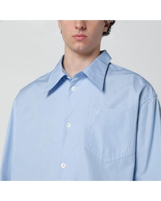 AMI Blue Ami De Coeur Light Shirt for men