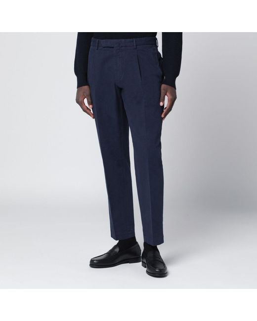 Santaniello Blue Cotton And Cashmere Trousers