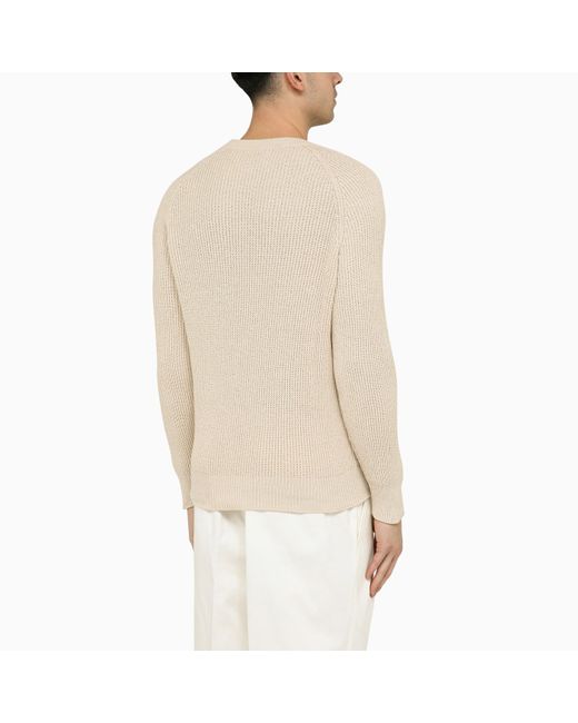 Brunello Cucinelli Natural Rope Coloured Ribbed Cotton Jumper for men