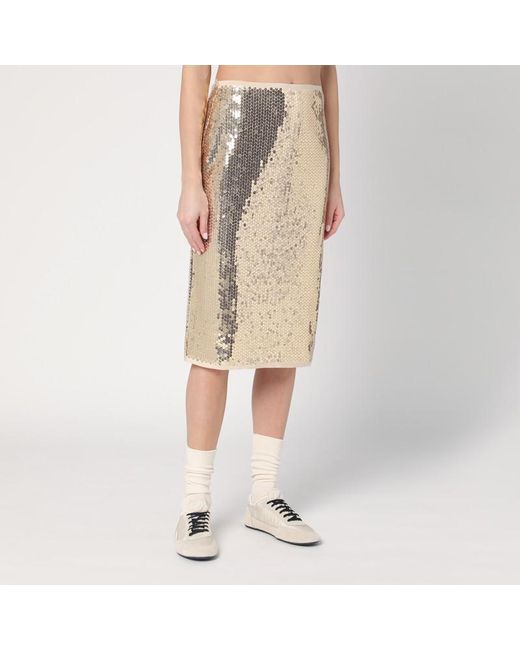 Prada Metallic Midi Skirt With Sequins