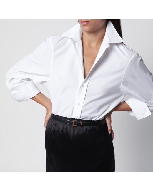 Saint Laurent Black Cassandre Thin Belt