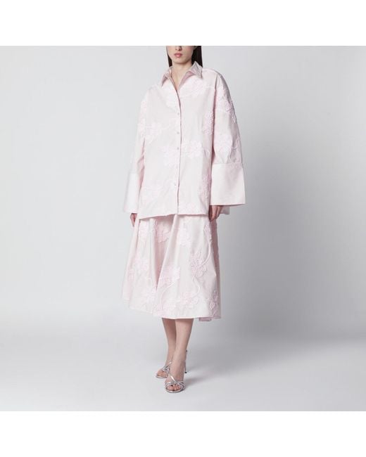 ROTATE BIRGER CHRISTENSEN Pink Orchid Skirt With Floral Embroidery