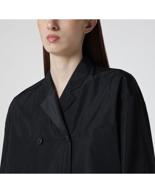 Prada Black Double-Breasted Technical Taffeta Jacket