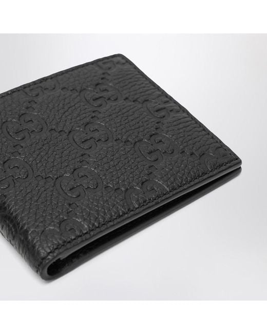 Gucci Schwarze Gg-Leder-Bi-Fold-Geldbörse in Black für Herren
