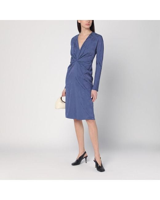 Etro Blue Jacquard-Effect Dress