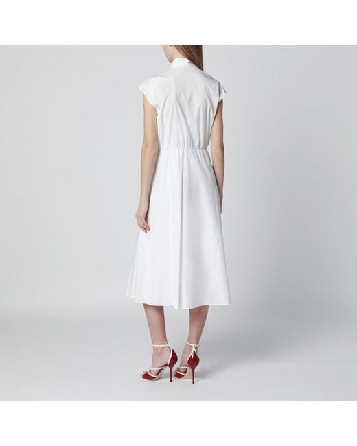 Valentino White Midi Dress With Sangallo Embroidery