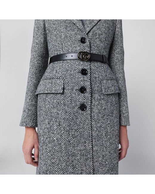 Cintura con fibbia incrocio gg nera di Gucci in Brown
