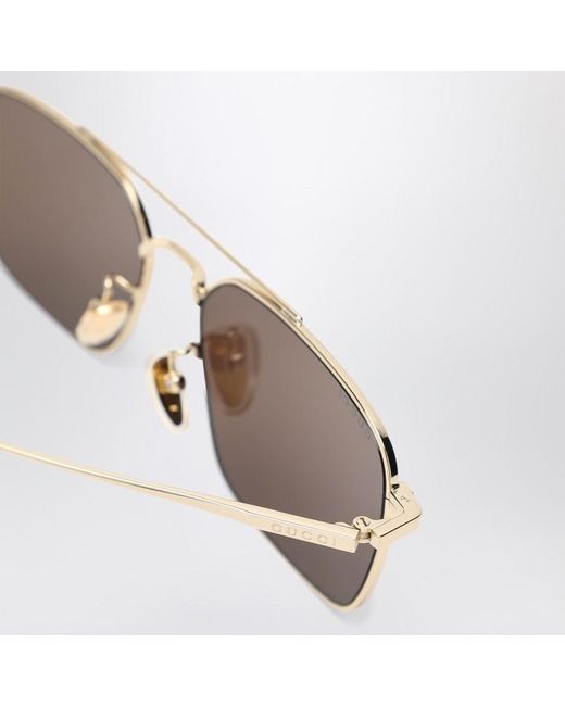Gucci Brown Ruthenium Colored Sunglasses With Bridge