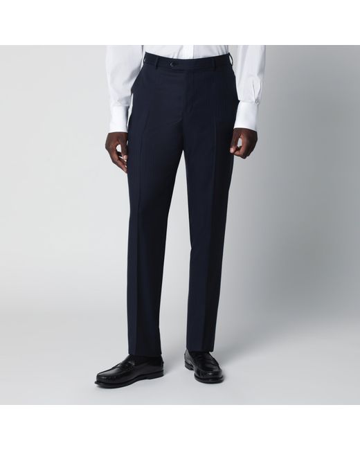 Luigi Bianchi Blue Pinstripe Single-Breasted Wool Suit for men