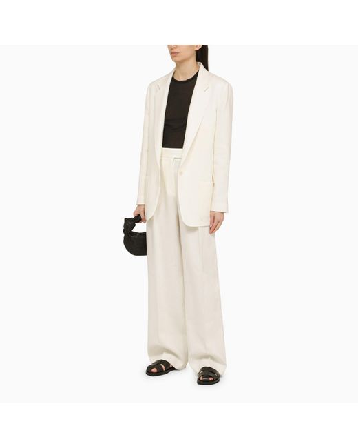 The Row Natural Linen Wide Trousers